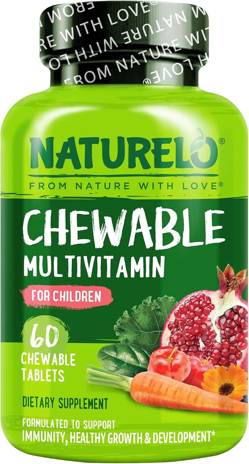 NATURELO Multivitamínico Masticable para Niños con Mezcla de Frutas Orgánicas - 60 Comprimidos