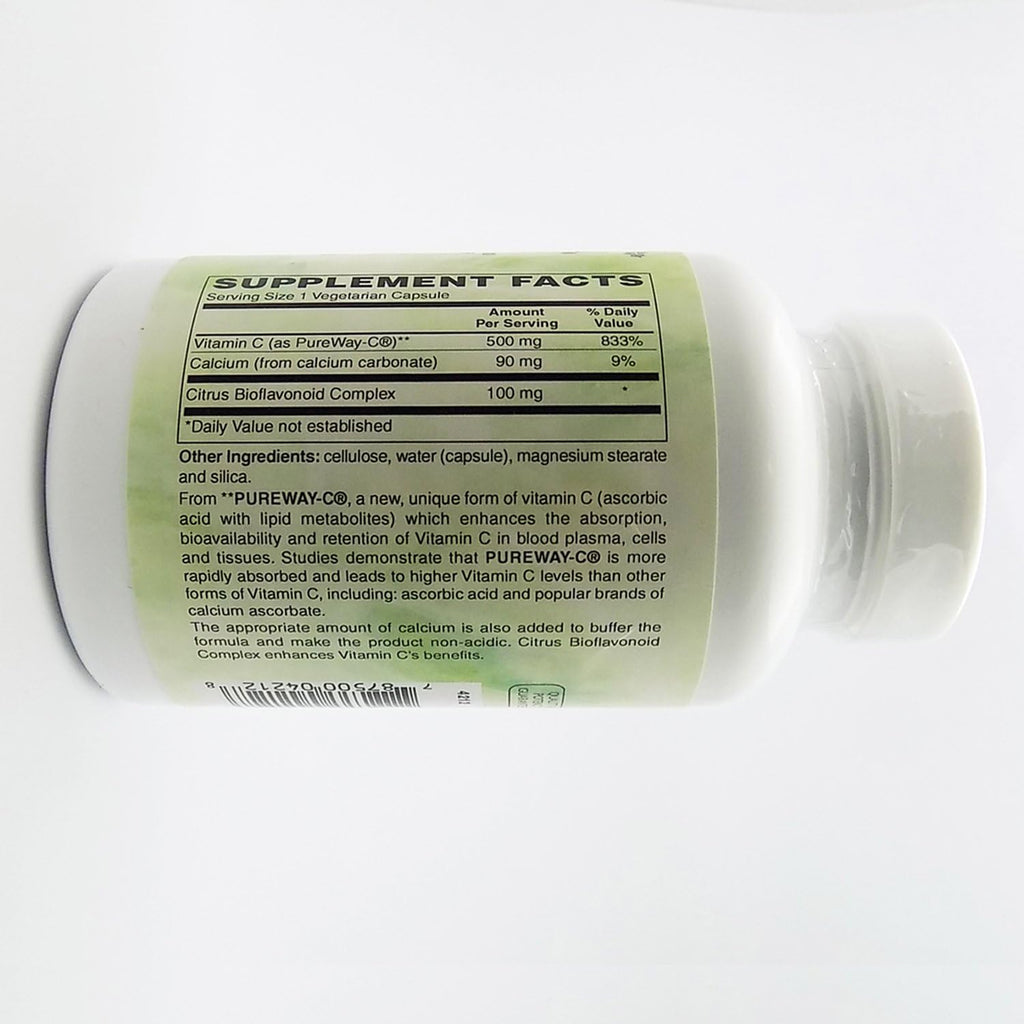 Holly Hill Health Foods, PureWay-C 500 mg con 100 mg de Bioflavonoides, Tamponado, 120 Cápsulas Vegetales
