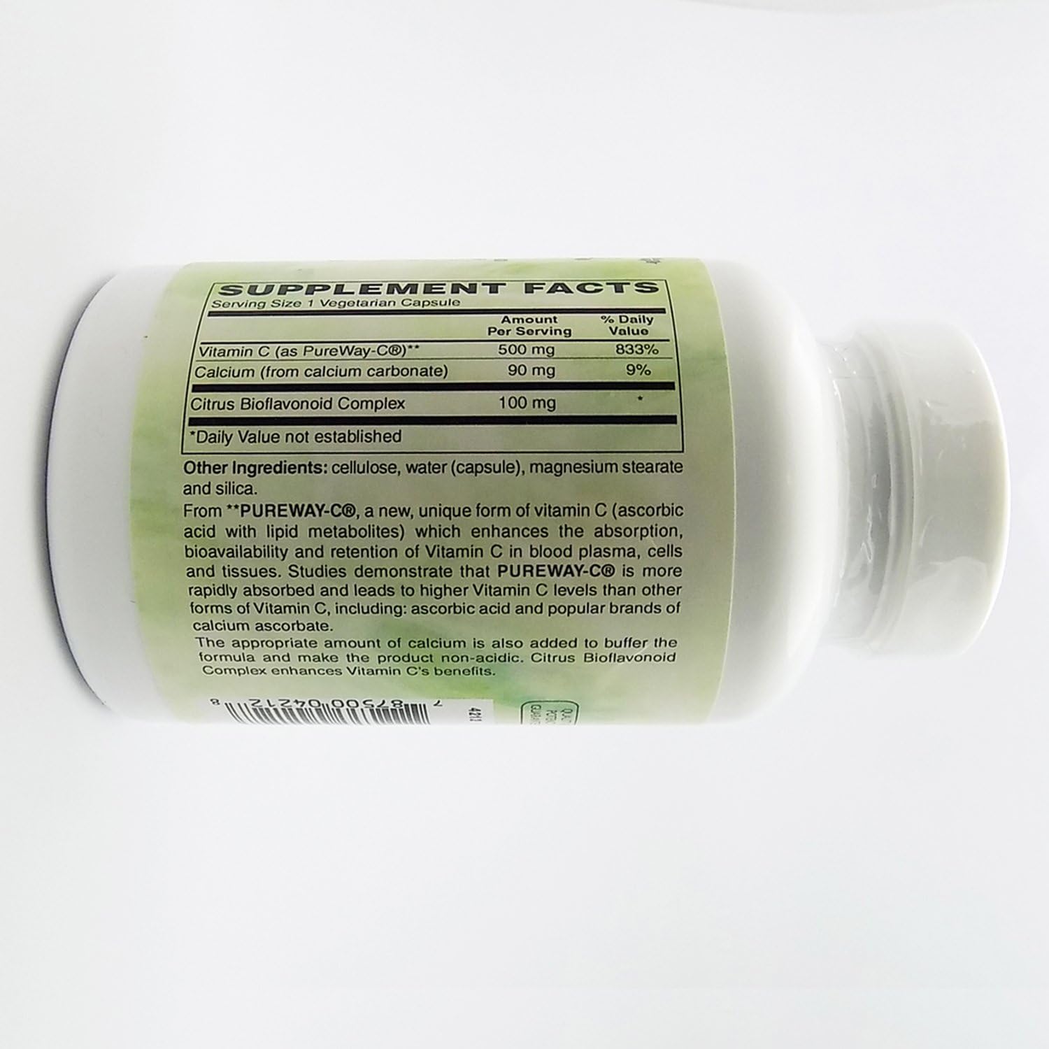 Holly Hill Health Foods, PureWay-C 500 mg con 100 mg de Bioflavonoides, Tamponado, 120 Cápsulas Vegetales