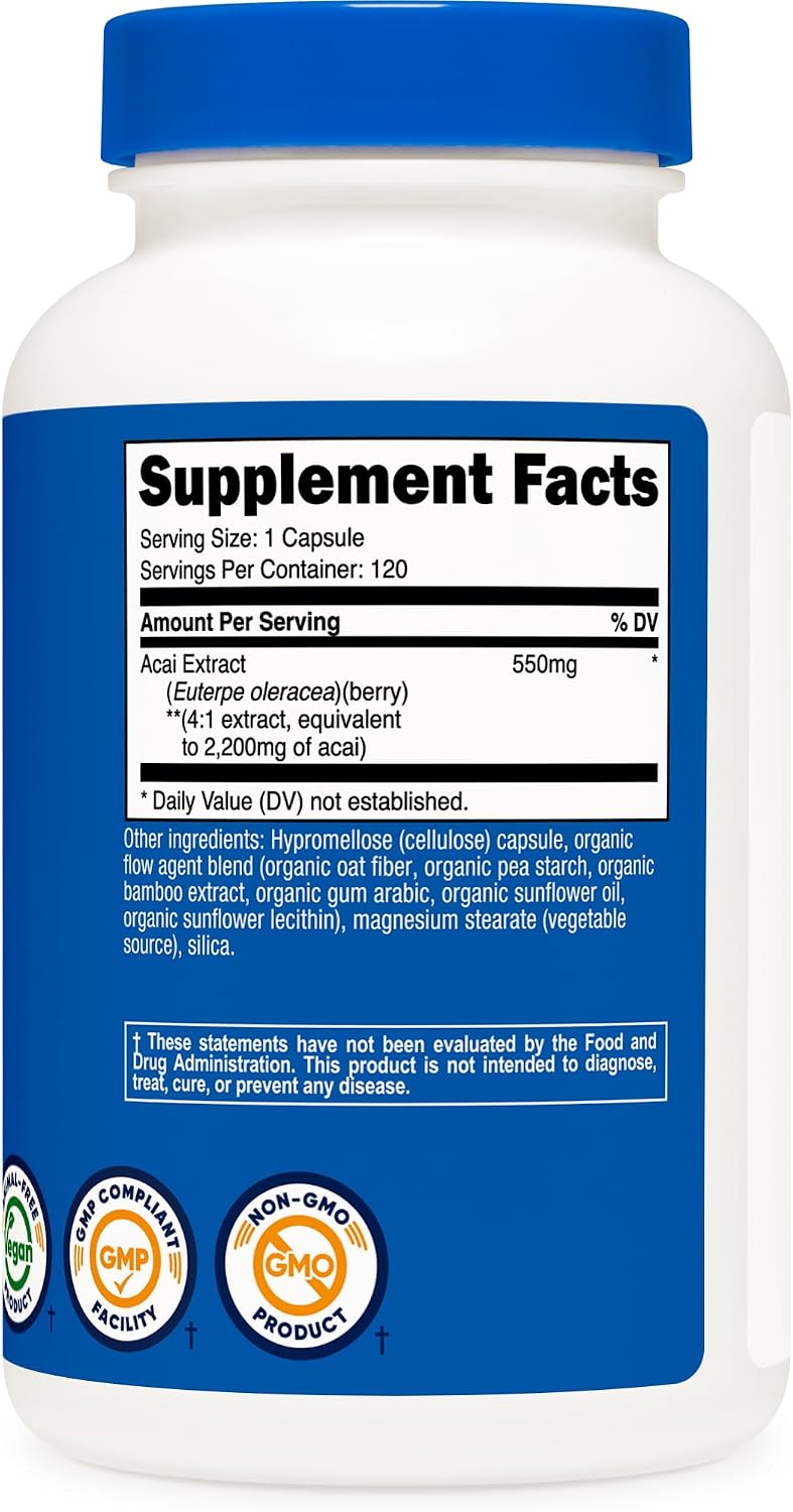 Nutricost Extracto de Acai - 120 Cápsulas (550mg por ración)