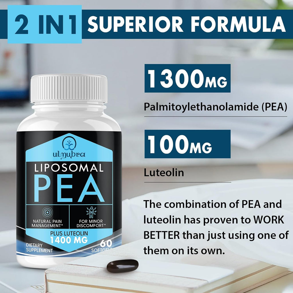 Ulmubra Palmitoiletanolamida Liposomal 1300 mg + Luteolina 100 mg, 60 Cápsulas Blandas