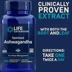 Life Extension Optimized Ashwagandha, 150 Cápsulas Vegetales (Pack de 2) - No OGM, Sin Gluten, Vegetariano