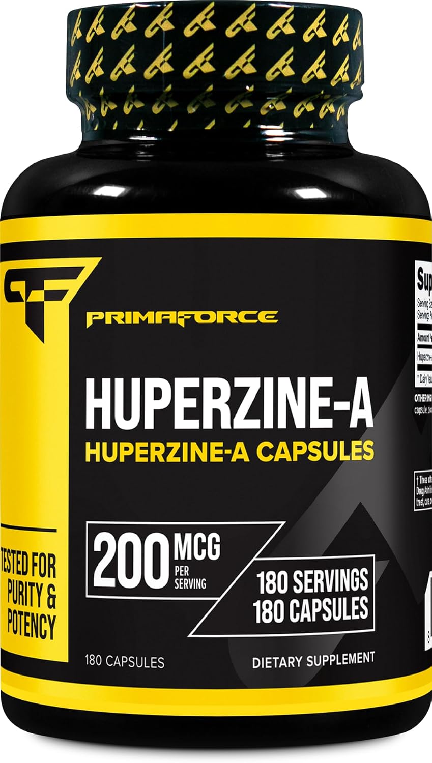 Primaforce Huperzina-A Cápsulas (180 Cápsulas, 200 mcg Por Ración) - Suplemento Nutricional de Huperzina