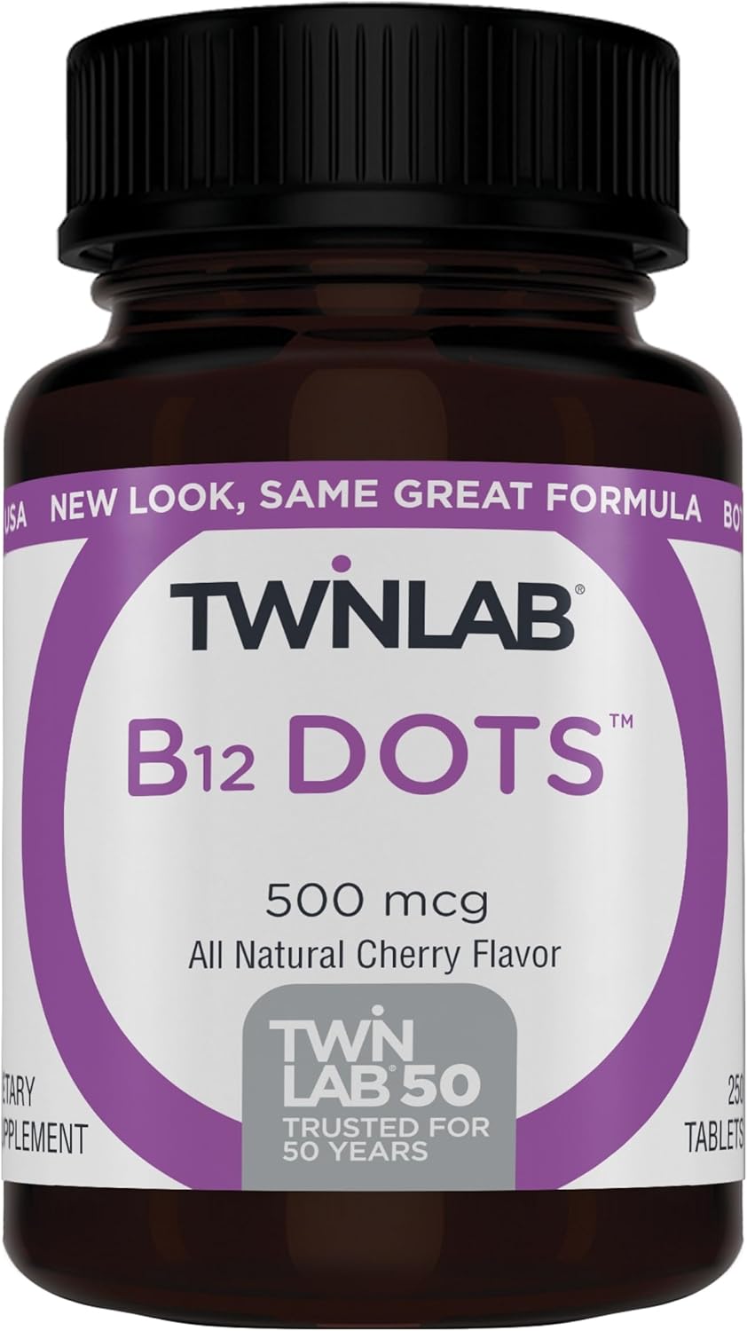Twinlab B-12 Dots 500 mcg - 500 Comprimidos Sublinguales (2 Envases)
