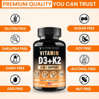 VITBOOST Complejo Vitamina D3 y K2 - 5000 UI D3 (125 mcg) + 90 mcg K2 MK-7 | 120 Cápsulas | No GMO | Sin Gluten