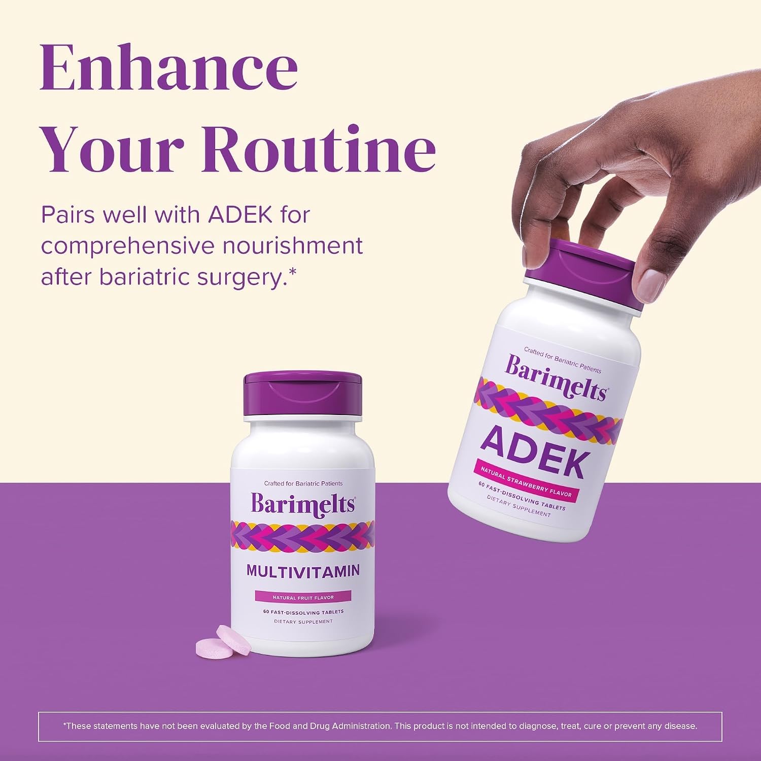 BariMelts Multivitamin - Multivitamínico Bariátrico para Mujeres - 60 Comprimidos de Rápida Disolución (1 Mes de Suministro), Sabor Fruta Natural