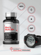 Horbäach Multivitamínico para Hombres 50+ | 60 Comprimidos | Fórmula Avanzada con Calcio, Magnesio, Vitaminas A, B, C, D y E | Sin Gluten y No-GMO