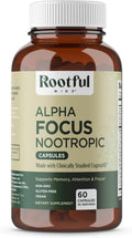 Rootful Mind Alpha Focus Nootrópico - Suplemento para la Memoria y Concentración - 60 Cápsulas