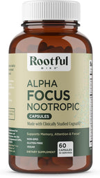 Rootful Mind Alpha Focus Nootrópico - Suplemento para la Memoria y Concentración - 60 Cápsulas