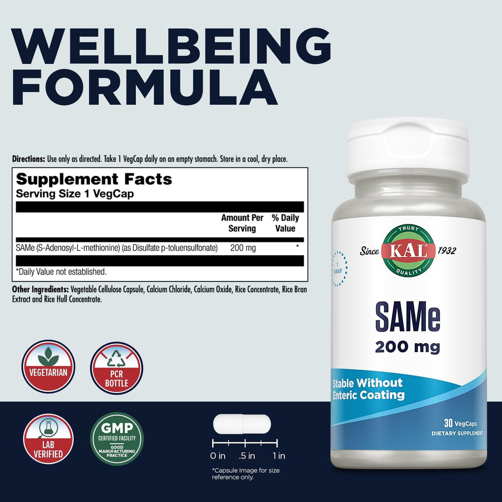 KAL SAM-e 200mg – S-adenosilmetionina para el sistema nervioso y el bienestar emocional