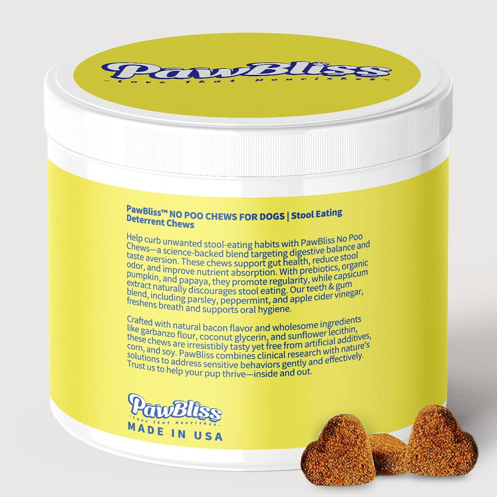No Poo Chews para Perros – Masticables Suaves con Probióticos y Enzimas – 120 Unidades Sabor Bacon