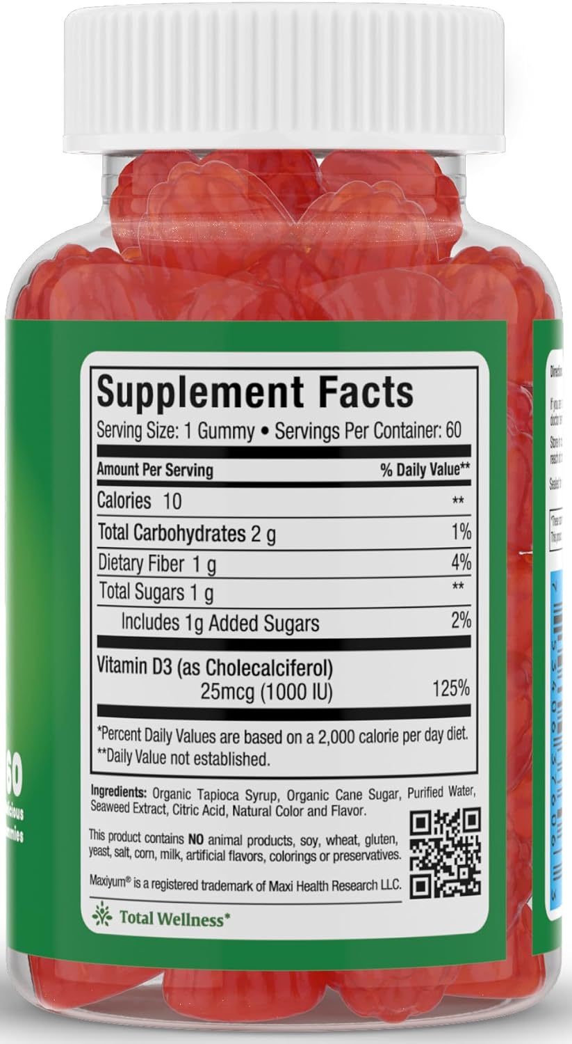 Maxi Health Vitamina D3 Gomitas 1000 UI - 60 Unidades