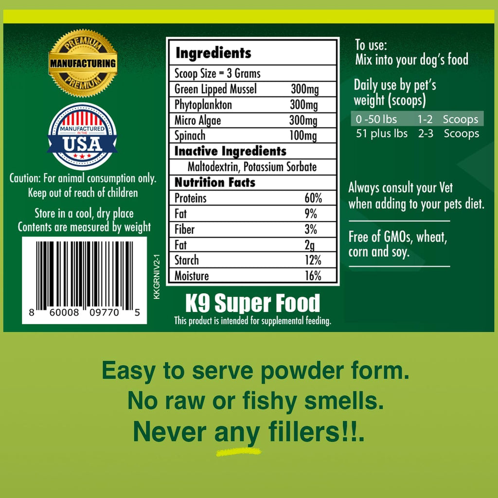 King Kanine Green Inmune Plus Multivitamínico y Mineral Orgánico para Perros, 170 g