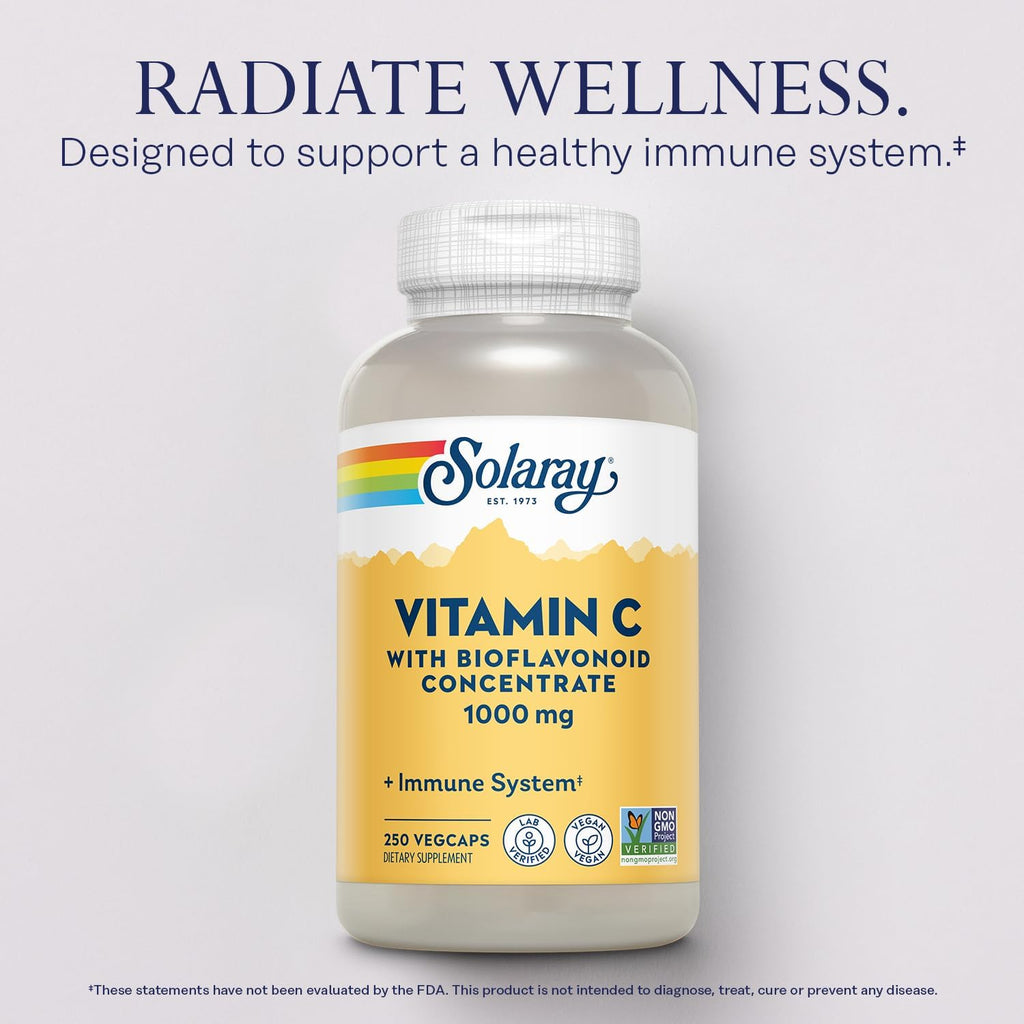 SOLARAY Vitamin C 1000 mg with Bioflavonoids, Rose Hips and Acerola - 250 Capsules