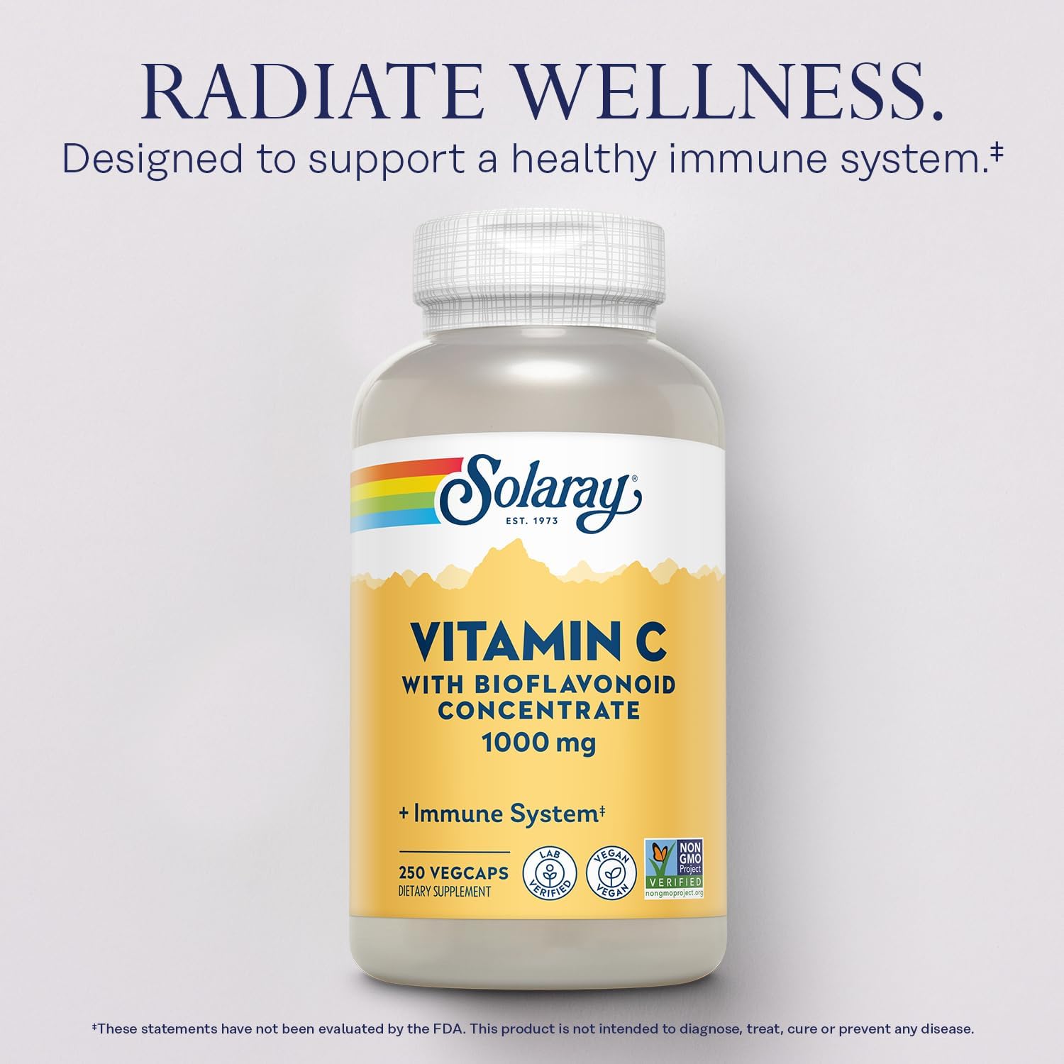 SOLARAY Vitamin C 1000 mg with Bioflavonoids, Rose Hips and Acerola - 250 Capsules