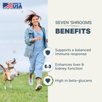 Seven Shrooms - Suplemento Orgánico de Setas para Perros (7 Setas Enteras: Turkey Tail, Reishi, Cordyceps, Shiitake, Maitake) - Polvo de Apoyo Inmunitario con Beta-Glucanos, Formulado por Veterinarios
