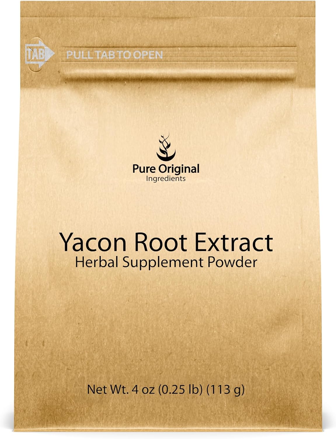 PURE ORIGINAL INGREDIENTS Extracto de Raíz de Yacón (113 g) Siempre Puro, Sin Rellenos ni Aditivos, Suplemento Herbal en Polvo