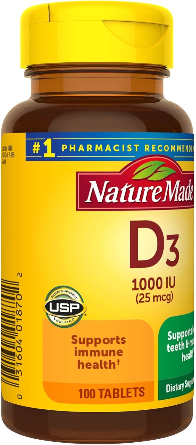 Vitamina D3, 100 Comprimidos, 1000 UI (25 mcg)