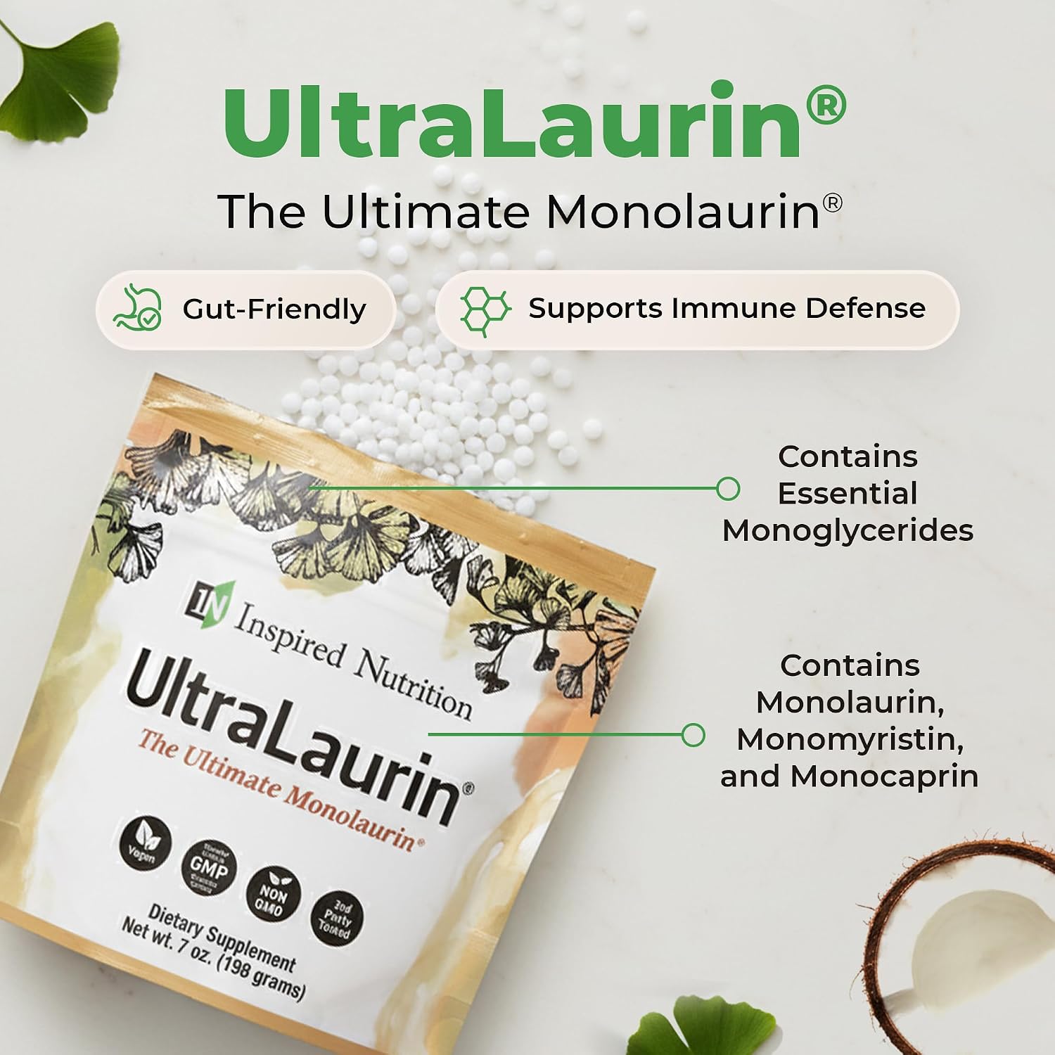 UltraLaurin® Monolaurin en Pellets 3000mg - 198g - Inspired Nutrition