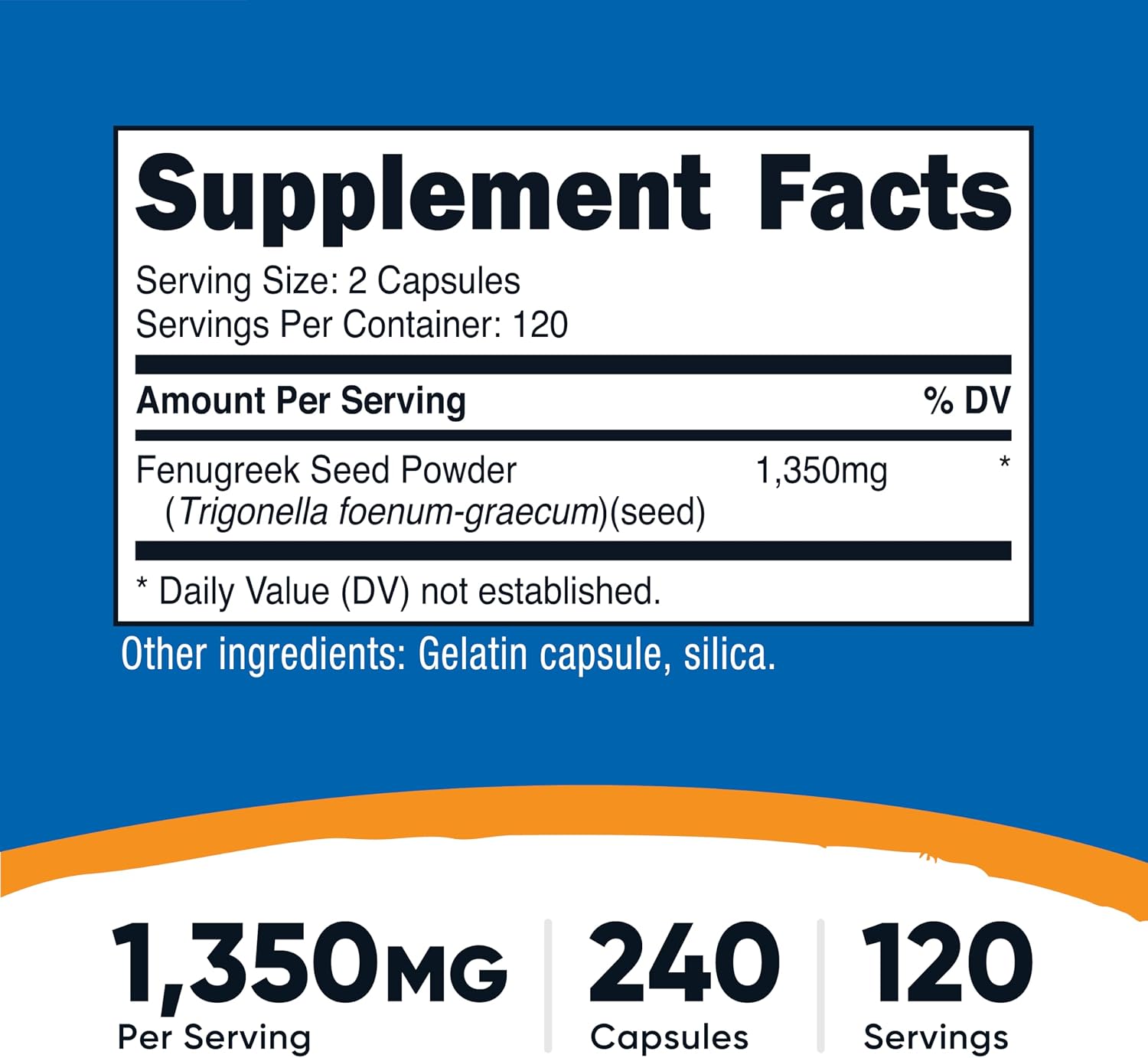 Nutricost Fenogreco Semilla 1350mg, 240 Cápsulas (2 Botes) - Sin Gluten, No GMO
