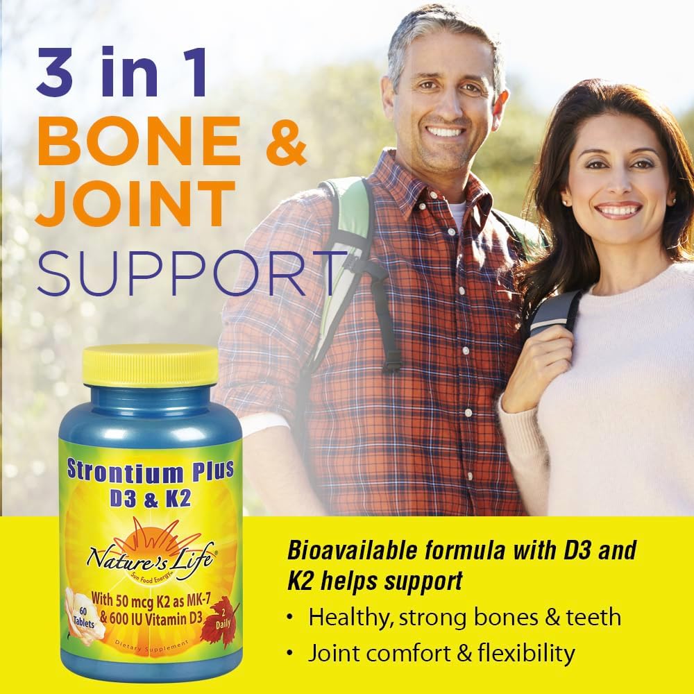 Nature's Life Strontium Plus D3 y K2 - 60 Tablets