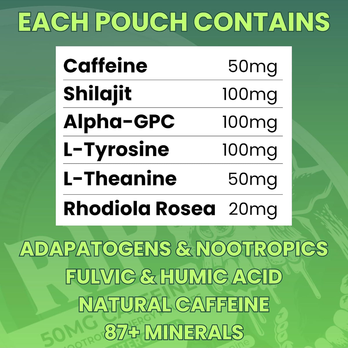 Immortal Drip RIP Bolsitas Nootrópicas de – Alpha-GPC (100 mg): Este precursor de la acetilcolina apoya la función – Image 8
