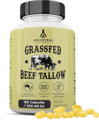 Ancestral Supplements Cápsulas de Sebo de Res Grass Fed, 3000 mg, 180 Cápsulas
