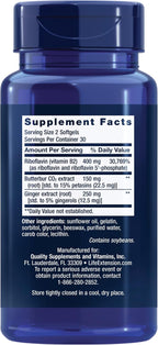 Life Extension Migra-Eeze - Suplemento con Extracto de Raíz de Petasita, Vitamina B2 y Jengibre - Fórmula para Aliviar el Malestar de Cabeza - Sin Gluten - 60 Cápsulas Blandas