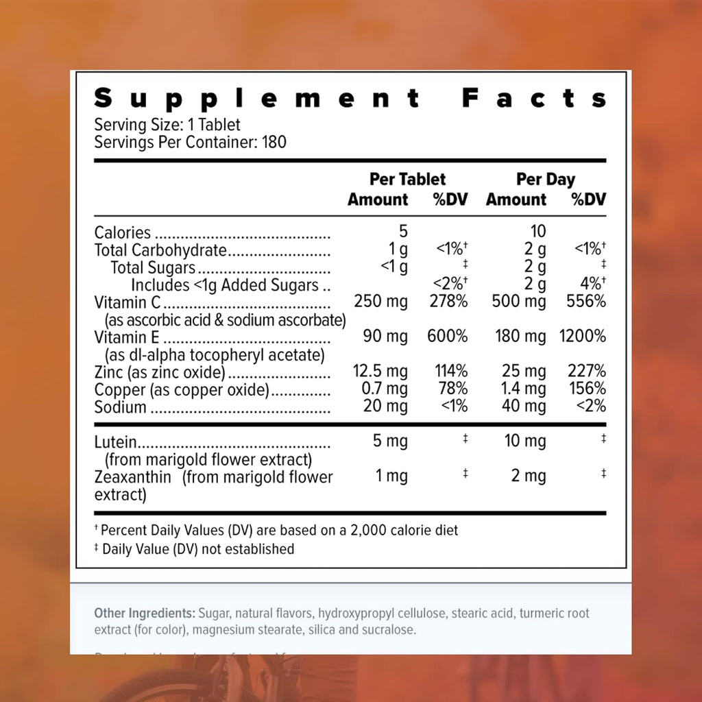 Focus Select AREDS2 Masticable - Suplemento Ocular con Luteína y Zeaxantina - 180 Comprimidos (90 Días)