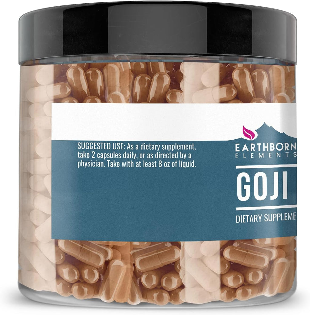 Earthborn Elements Goji Berry 200 Cápsulas, Puro y Sin Diluir, Sin Aditivos