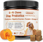 ZEBORA Probióticos para Perros - Masticables de Calabaza para Salud Digestiva e Inmunidad, 120 unidades