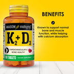 MASON NATURAL Vitamin K2 + D3 with Calcium, 100 Tablets