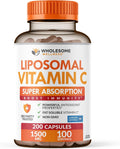 Wholesome Wellness Cápsulas de Vitamina C Liposomal (200 cápsulas, 1500 mg por dosis) Alta Absorción, Sin OGM, Vegano