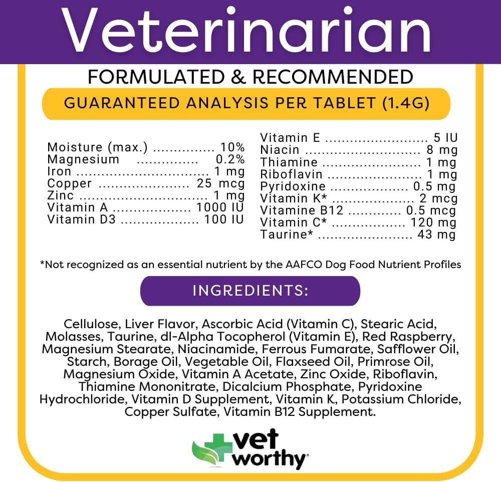 Puppy MultiVitamins - Multivitamínico para Cachorros para Apoyar la Salud Óptima y el Bienestar General - Suplemento para Perros con Hierro, Magnesio, Zinc, Vitamina A, Vitaminas B - Sabor a Hígado, 60 Comprimidos Masticables