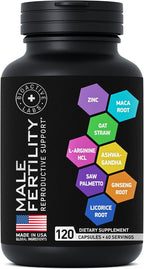 Suplemento de Fertilidad Masculina con Zinc, Maca, Ashwagandha y L-Arginina - 120 Cápsulas