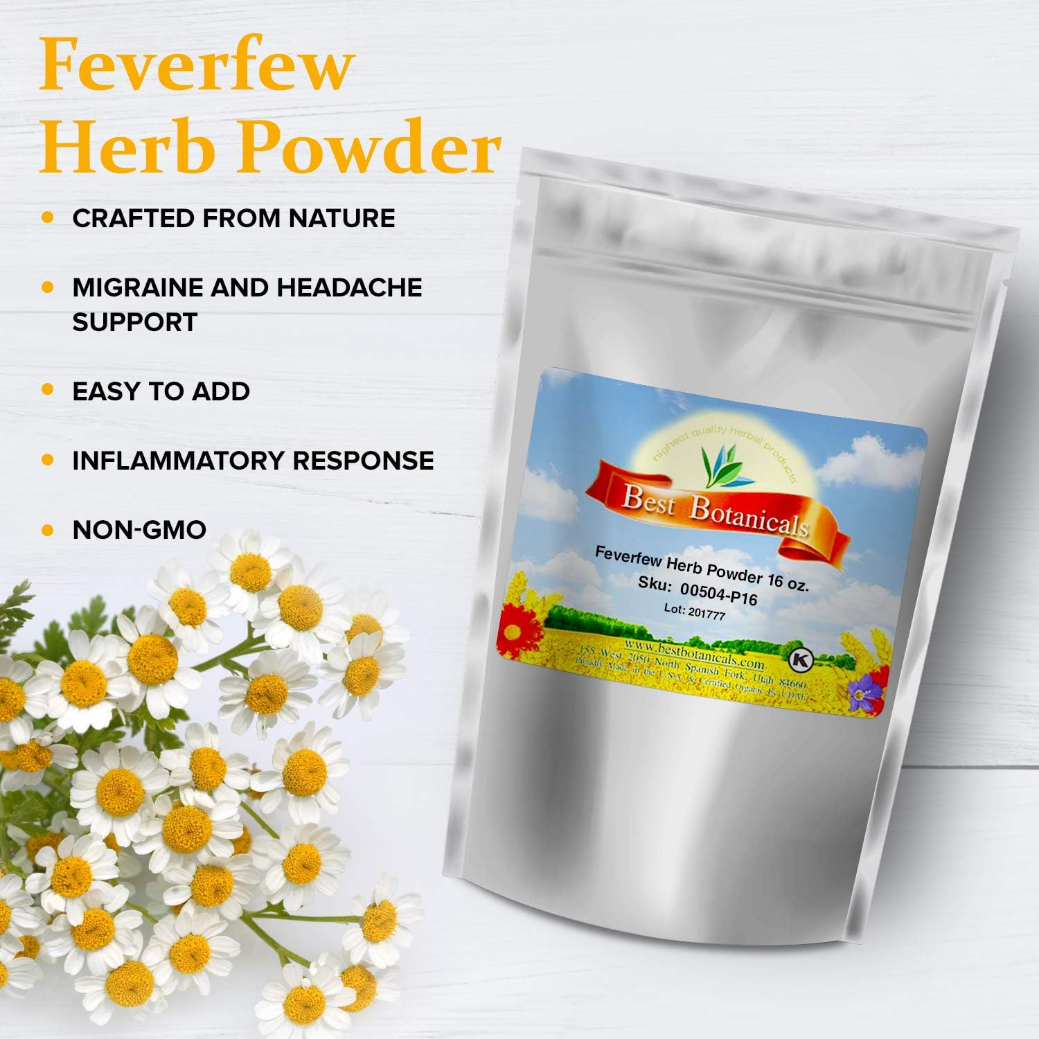 Best Botanicals Polvo de Hierba de Santa María (Feverfew) 454 g