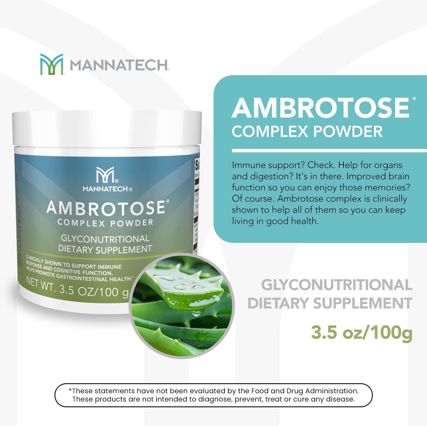 Mannatech Ambrotose Complex - Immune Support Supplement with Aloe Vera, 25 Days