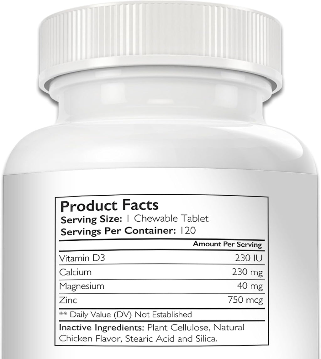 Nutrition Strength Vitamina D para Perros con Calcio, Magnesio y Zinc - 120 Comprimidos Masticables
