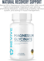 Revive MD Magnesio Glicinato Puro 200 mg – Alta Absorción para Relax y Sueño (120 Cápsulas)