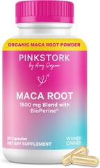 Pink Stork Maca Orgánica en Cápsulas – Maca Peruana con BioPerine para el Bienestar Femenino