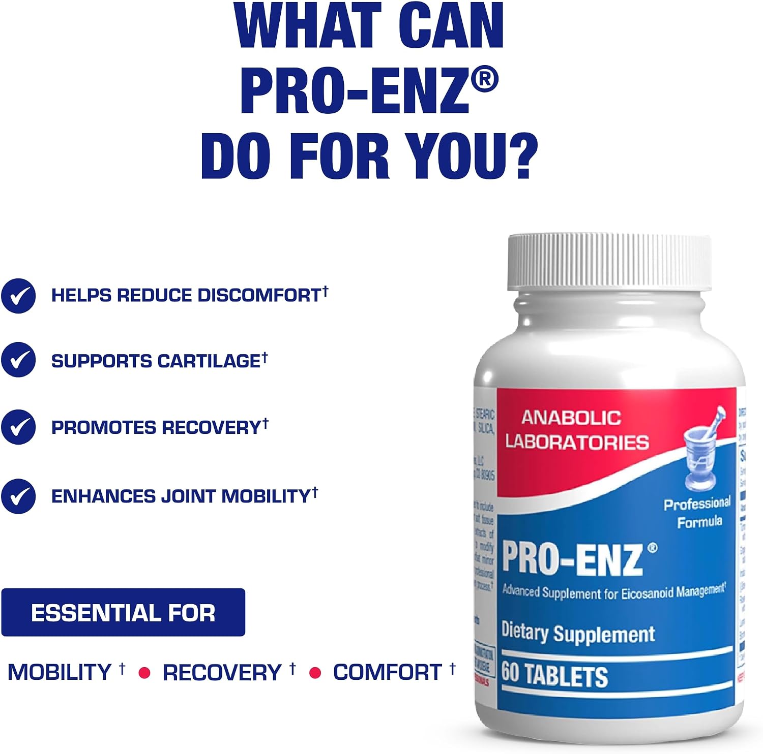 Pro ENZ Soporte Articular - Fórmula Clínica de Cúrcuma y Boswellia para las Articulaciones (60 comprimidos)