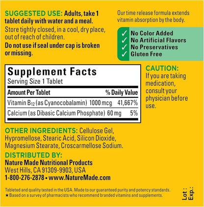 Nature Made Vitamina B12 1000 mcg, – Contribuye a la reducción del cansancio y la fatiga: Ideal para quienes – Image 4