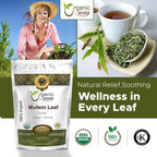 Organic Way Polvo de Hoja de Gordolobo (Verbascum thapsus) - Cosecha Silvestre Europea | Orgánico y Kosher | Vegano, No OGM y Sin Gluten | Certificado USDA | Origen - Albania (227 g)