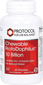 PROTOCOL FOR LIFE BALANCE Protodophilus Masticable - 10 Billion CFU Probiotic - Digestive Health - Vegan & Halal - 60 Tablets