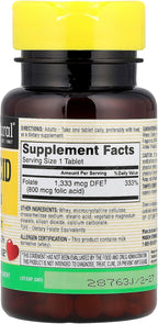 MASON NATURAL Ácido Fólico 0.8 mg, 100 Tabletas
