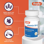 Tabletas de vitamina B-6 Rugby - 25 mg de vitamina B6 - 100 comprimidos