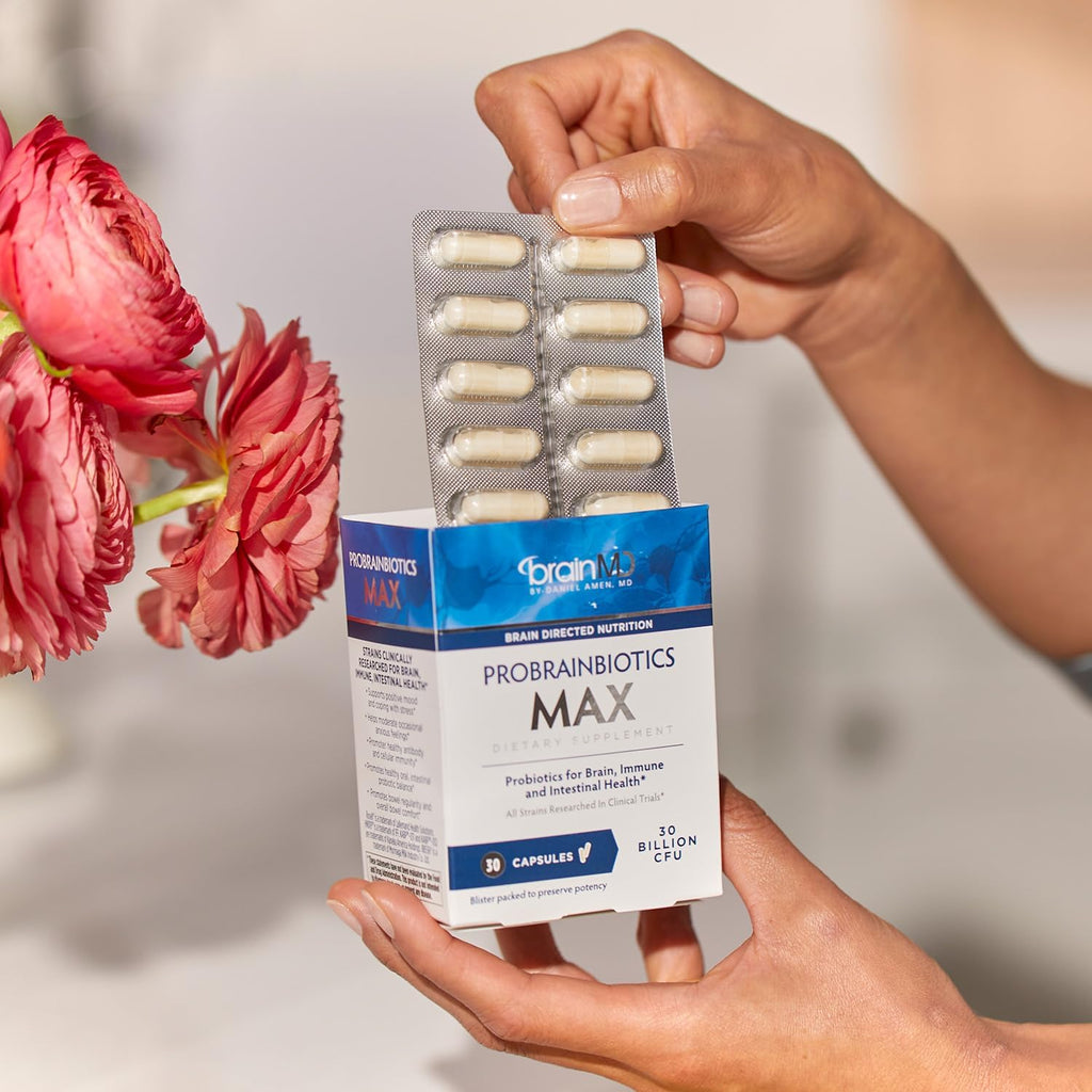 BRAINMD ProBrainBiotics MAX - 30 Cápsulas - Probiótico para la salud cerebral, inmunitaria e intestinal - Sin gluten