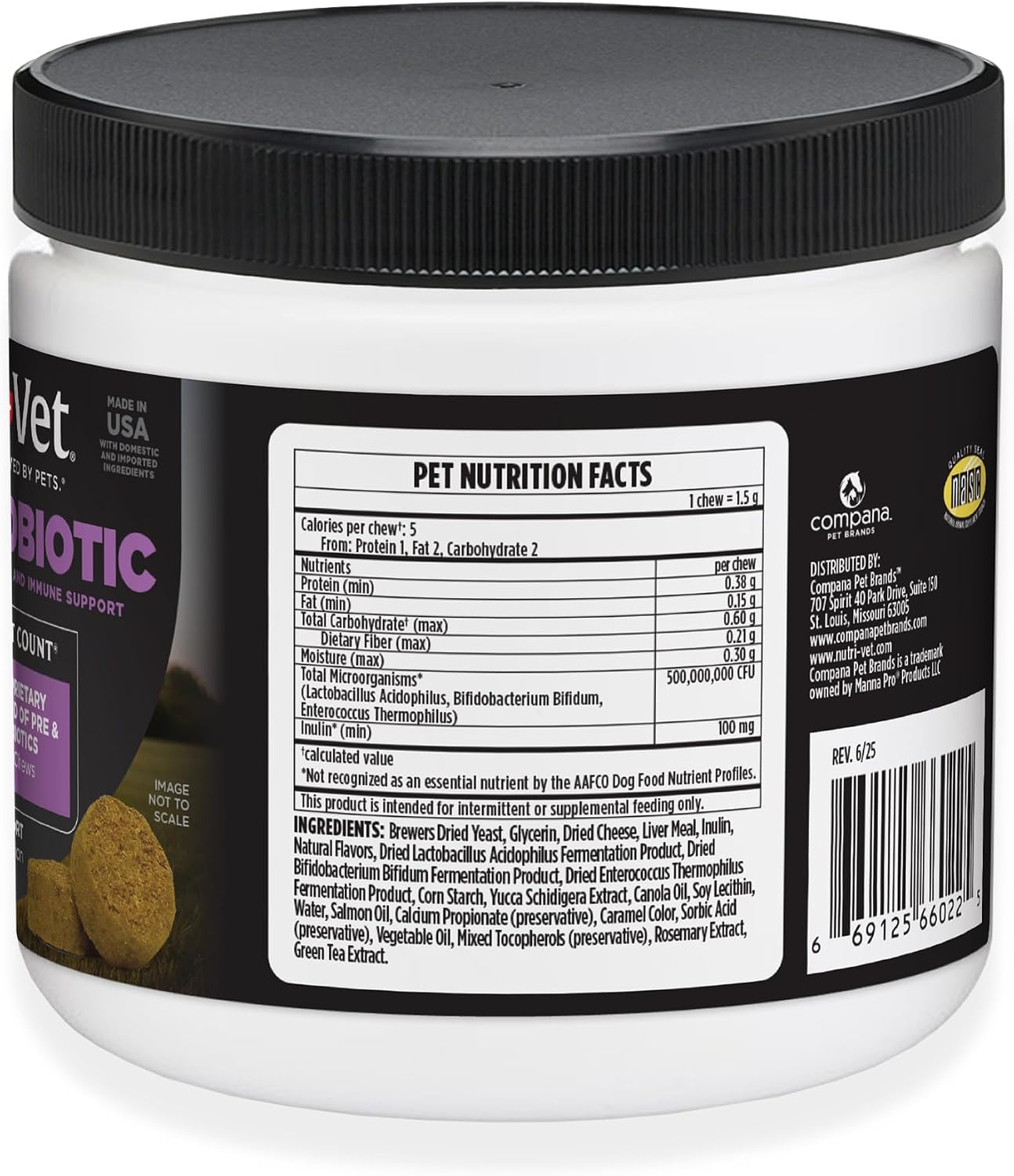 Nutri-Vet Pre & Probiotics for Dogs, 120 Chews, Liver & Cheese Flavor