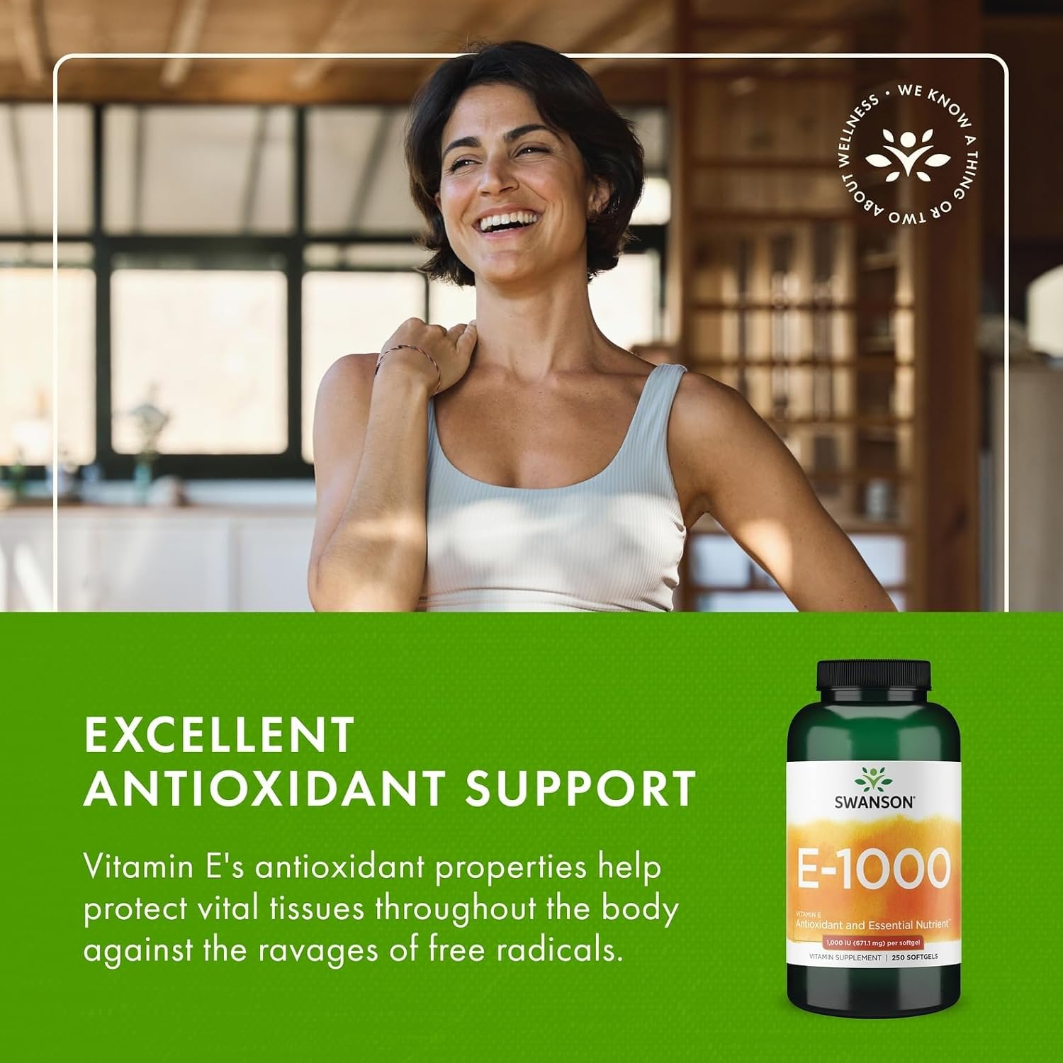 Swanson Natural Vitamin E 1000 UI (671,10 mg) 250 Cápsulas Blandas