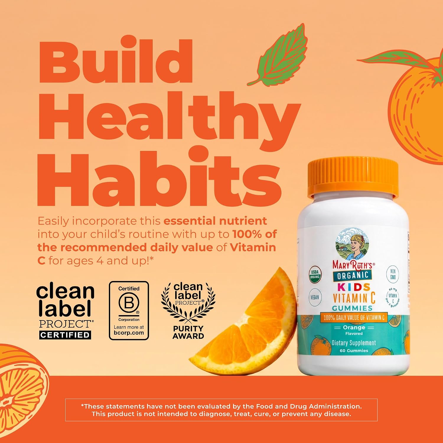 MaryRuth's Gominolas de Vitamina C para Niños - Orgánicas, Veganas, 60 Gominolas